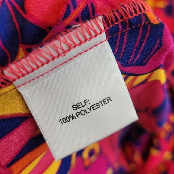 Rose+Olive Womens Vibrant Tropical Print Tie-Front Blouse size S - Picture 4 of 5